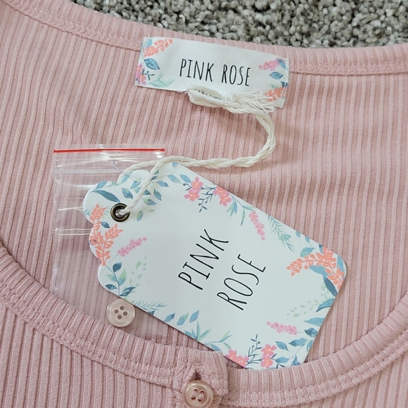Pink Rose button front top - Picture 2 of 7
